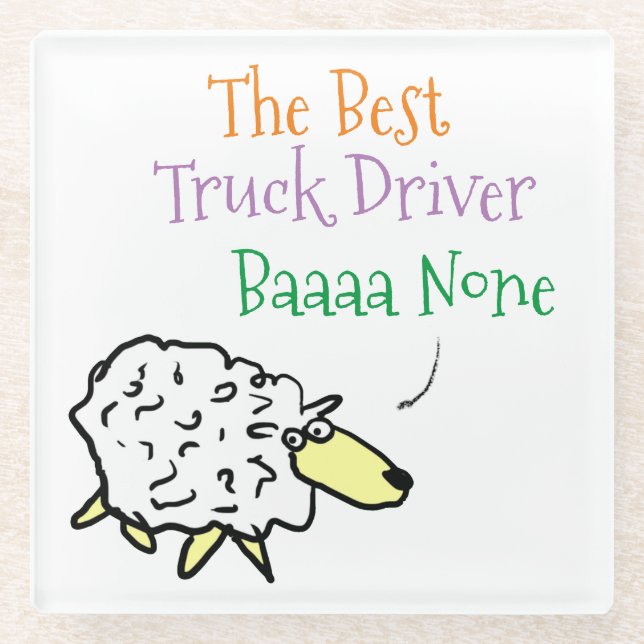 Sheep Design for a Truck Driver Glass Coaster (Front)