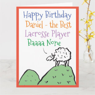 Sheep Design Happy Birthday to a Lacrosse Player Card