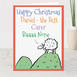 Sheep Design Happy Christmas to a Carer Card