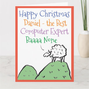 Sheep Design Happy Christmas to a Computer Expert Card