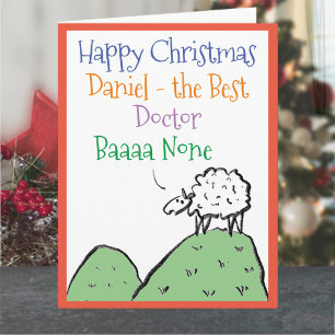 Sheep Design Happy Christmas to a Doctor Card