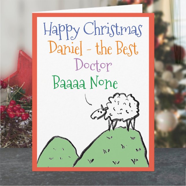 Sheep Design Happy Christmas to a Doctor Card (Creator Uploaded)