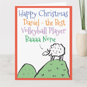Sheep Design Happy Christmas to Volleyball Player Card