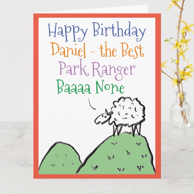 Sheep Design Park Ranger Birthday Card (Yellow Flower)