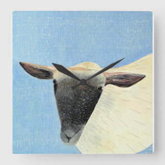 Sheep design square wall clock