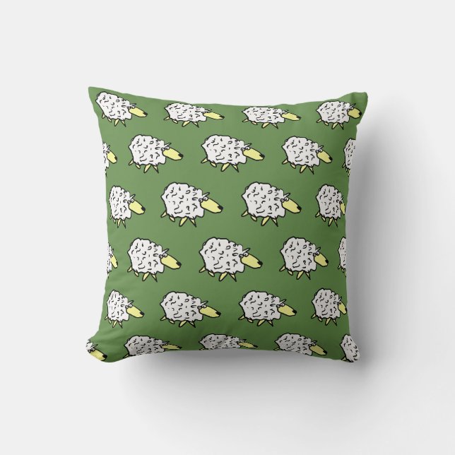 Sheep Design Throw Pillow (Front)