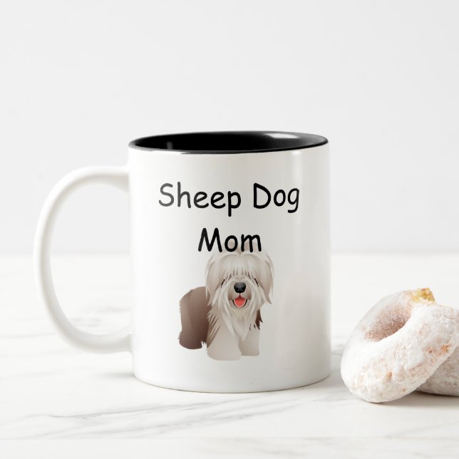 Sheep Dog Mom Coffee Mug (With Donut)