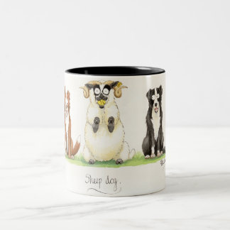 'Sheep Dog' Mug. Two-Tone Coffee Mug