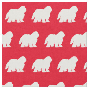 Sheep Dog Silhouette Pet Red Fabric