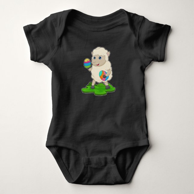 Sheep Easter Easter eggs Baby Bodysuit (Front)