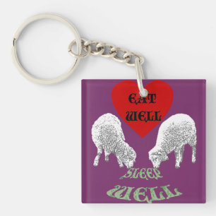 Sheep "Eat Well to Sleep Well" Keychain