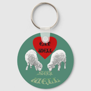 Sheep "Eat Well to Sleep Well" Keychain