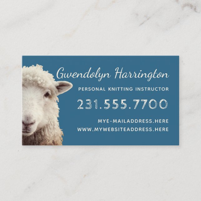 Sheep Face Knitting Wool Arts Business Card (Front)