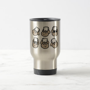Sheep Faces Expressions Emotions Happy Sad Surpris Travel Mug