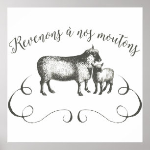 Sheep Farm Funny French Expression Vintage Style Poster
