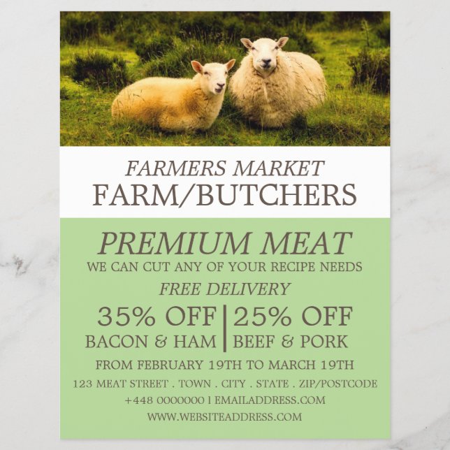 Sheep, Farmer & Butcher Advertising Flyer (Front)