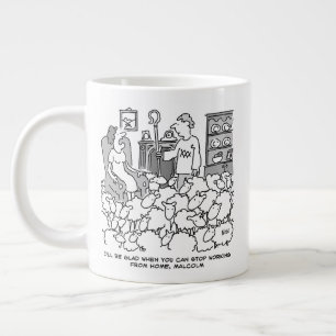 Sheep Farmer Working from Home with his Sheep Large Coffee Mug