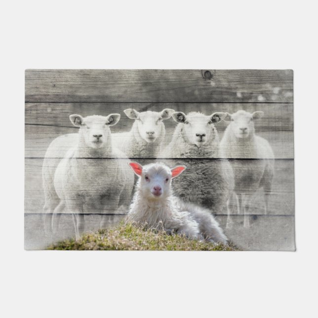 Sheep Flock Baby Lamb Doormat (Front)