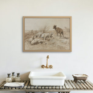Sheep Graphite Artwork Poster