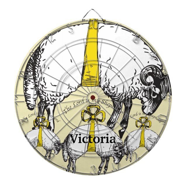 Sheep Hanging by Yellow Ribbons Dartboard (Front)