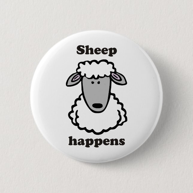 Sheep happens 2 inch round button (Front)