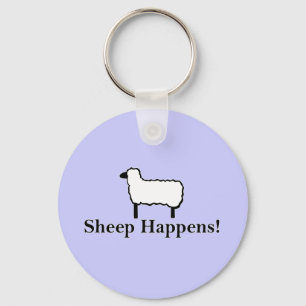 Sheep Happens Funny Sheep Pun Keychain