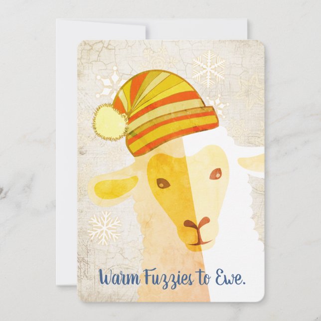 Sheep hat knitting crochet crafts Christmas card (Front)