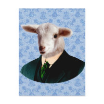 Sheep Head with Human Body Postcard
