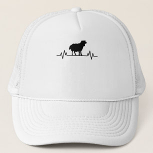 Sheep Heartbeat Design Sheeps Lamb Fun Farmer Gift Trucker Hat