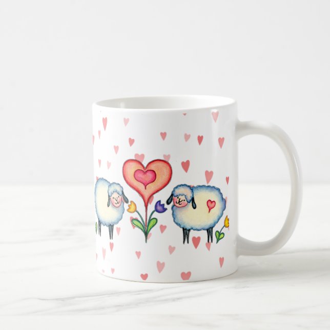 SHEEP & HEARTS by SHARON SHARPE Coffee Mug (Right)