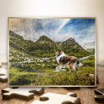Sheep Herding Mahogany Sable Rough Collie - Jigsaw Puzzle<br><div class="desc">Do you love solving Jigsaw Puzzles? Do you love Collies? We have the perfect pastime for you! This puzzle comes in different sizes with up to 1014 pieces, printed with a beautiful composite artwork of a Mahogany Sable Rough Collie sheep herding in the Scottish Highlands, created with utmost care for...</div>