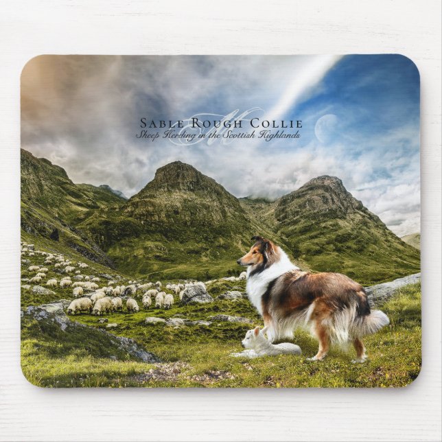 Sheep Herding Sable Rough Collie - Personalized Mouse Pad (Front)