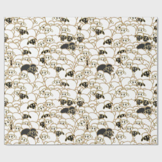 sheep, huge flock black and white wrapping paper