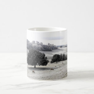 Sheep in a frosty field coffee mug