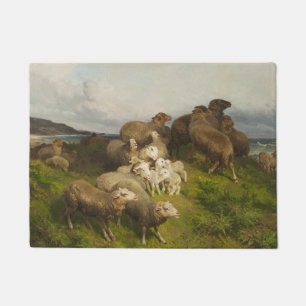 Sheep in a Meadow (by August Friedrich Schenck) Doormat