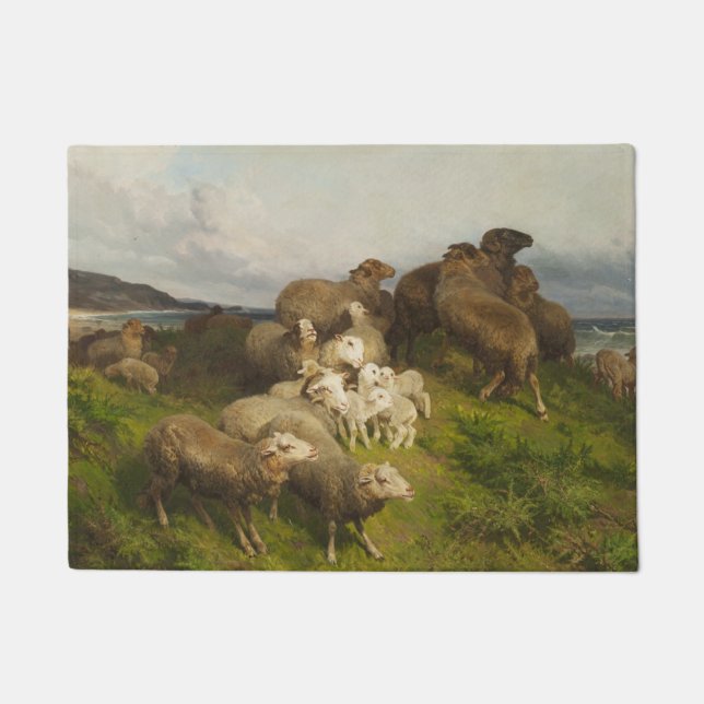 Sheep in a Meadow (by August Friedrich Schenck) Doormat (Front)