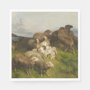 Sheep in a Meadow (by August Friedrich Schenck) Napkin
