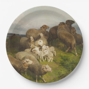 Sheep in a Meadow (by August Friedrich Schenck) Paper Plate
