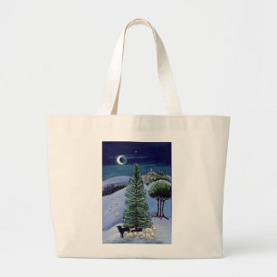 Sheep in a Winter Landscape Large Tote Bag