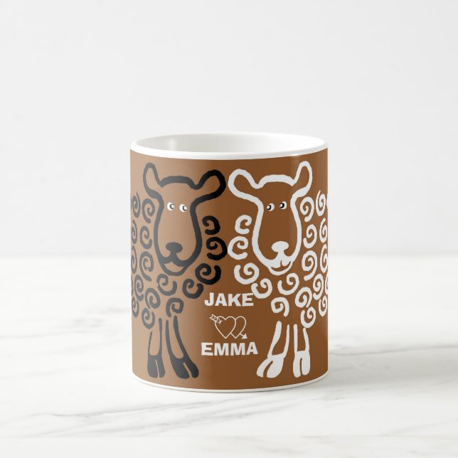 Sheep in love - Jake loves Emma Coffee Mug (Center)