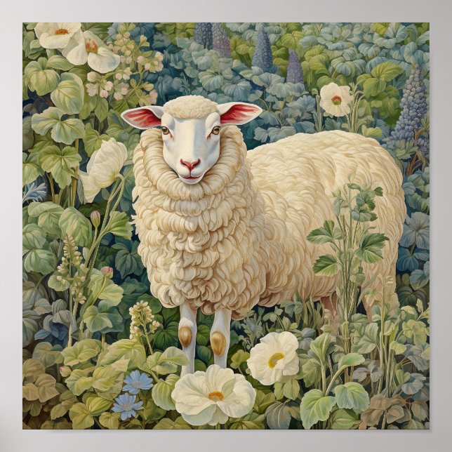Sheep in Meadow Painting Poster (Front)