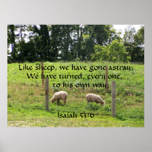 Sheep in Pasture with Scripture Print