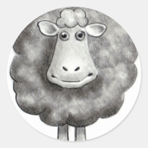 SHEEP IN PENCIL CLASSIC ROUND STICKER