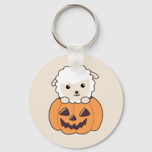 Sheep In Pumpkin Cute Sheep Happy Halloween Keycha Keychain