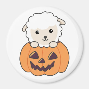 Sheep In Pumpkin Cute Sheep Happy Halloween Magnet