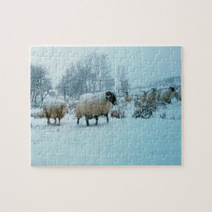 Sheep in Snow Winter Scene Jigsaw Puzzle