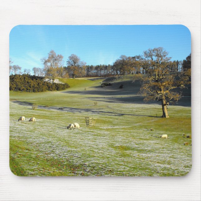 Sheep in the frosty valley mouse pad (Front)