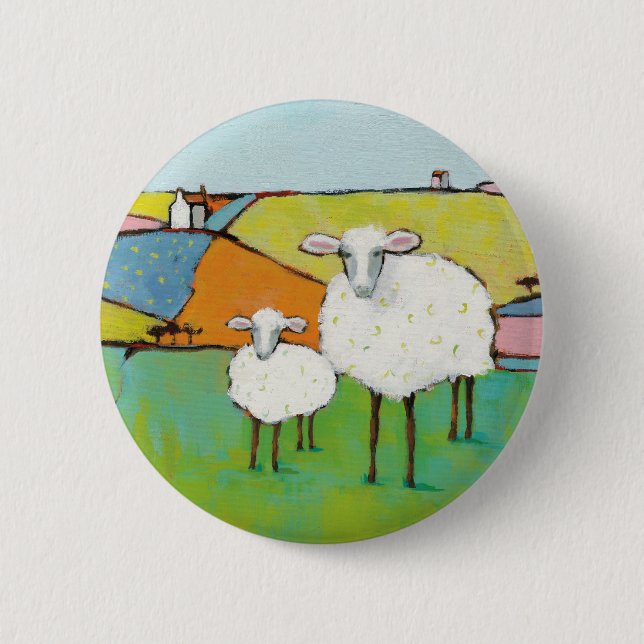 Sheep in the Meadow 2 Inch Round Button (Front)