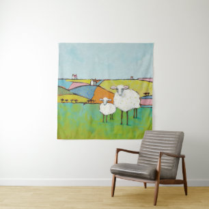 Sheep in the Meadow Tapestry