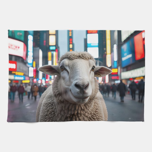 Sheep in Times Square Kitchen Towel (Horizontal)